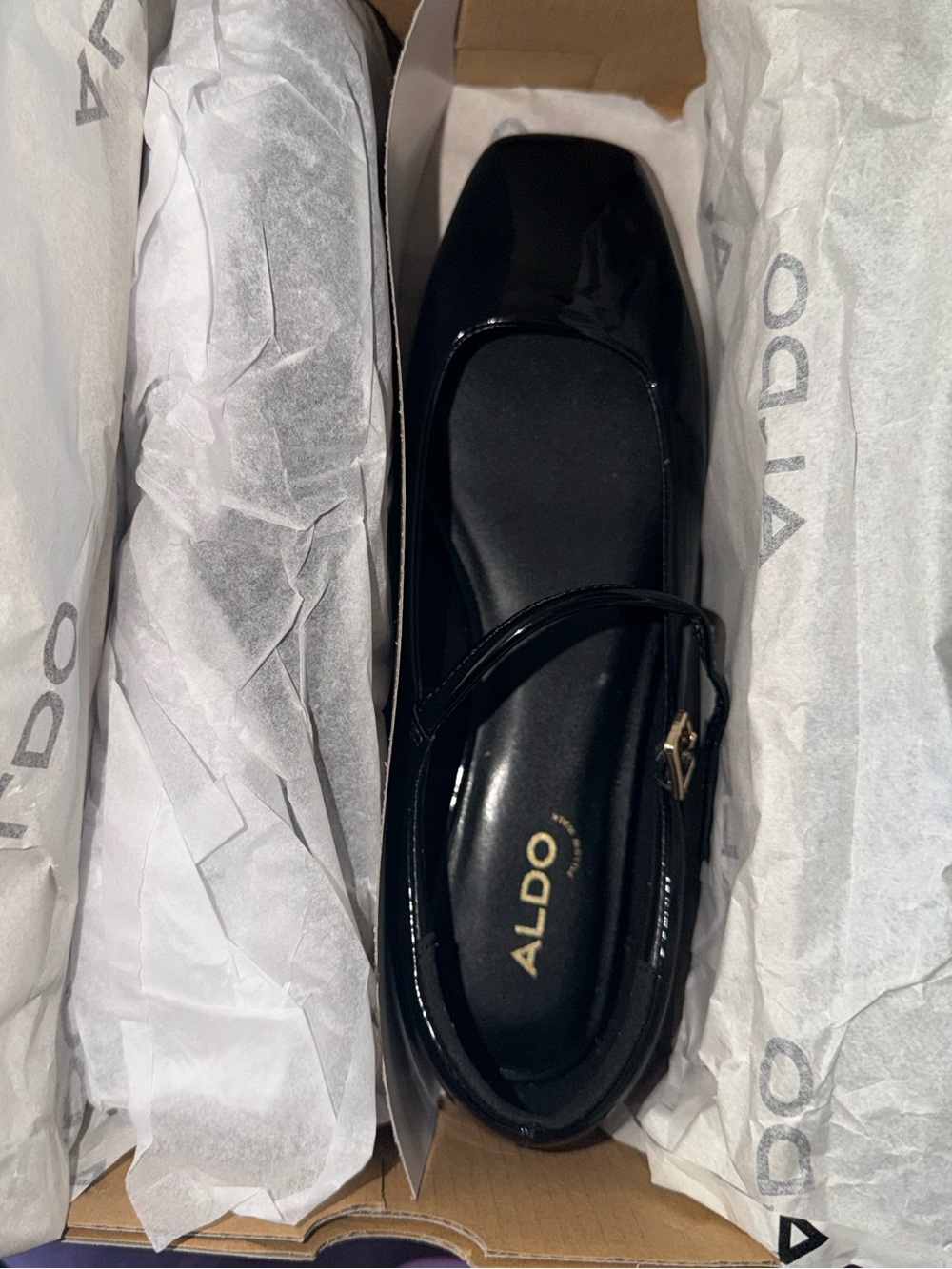 ALDO Black Patent Mary Jane Loafers with Buckle